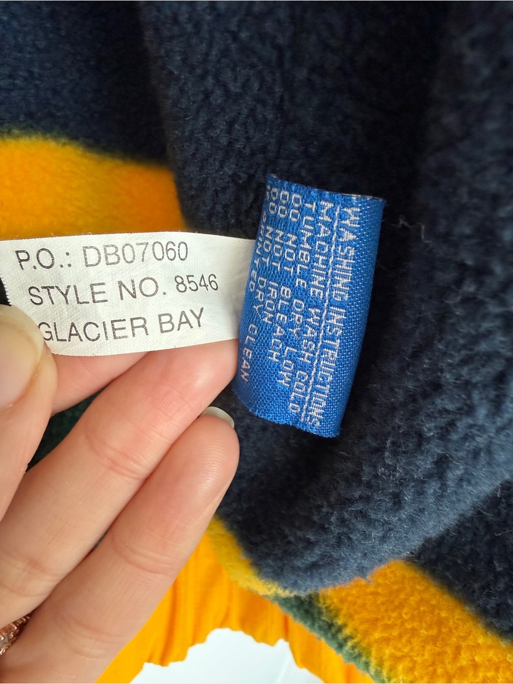 Dunbrooke Yellow Jacket with Cozy Navy Striped Fleece - Large - Picture 8 of 16
